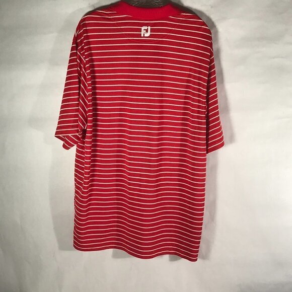 FootJoy Striped White Red Golf Golfing Polo Button Up Shirt - Picture 6 of 10